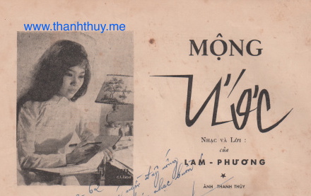 Ảnh Thanh Thúy, trang trong của bản nhạc "Mộng Ước" của Lam Phương