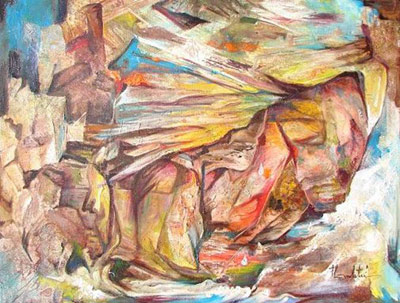 Hành Trình của Đá, sơn dầu. Thanh Trí.